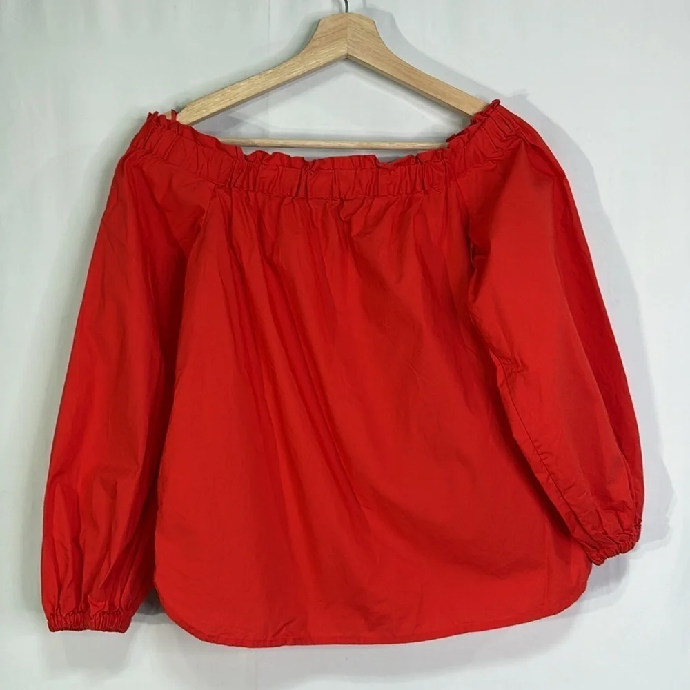 🌽 J.Crew, coral cotton off the shoulder blouse G2654